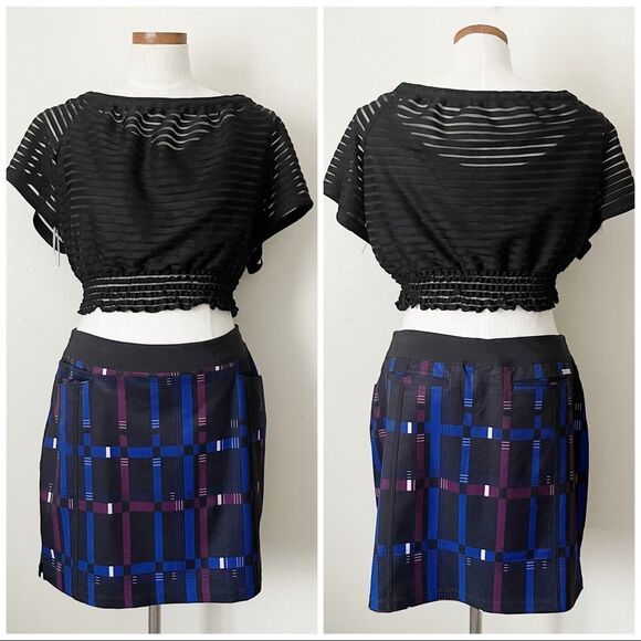 Adidas Blue Print Golf Mini Pencil Skirt preowned Medium - Picture 2 of 5